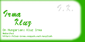 irma kluz business card